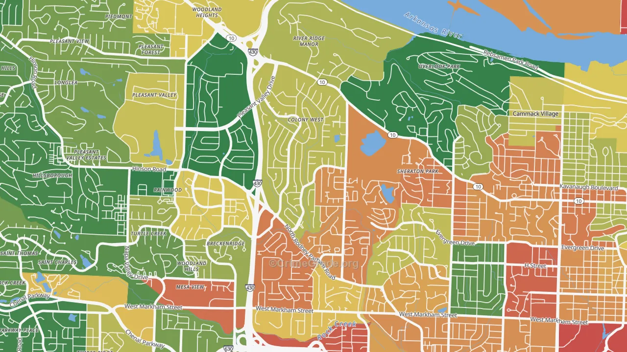 Reservoir, Little Rock, AR Map of Assault Rates