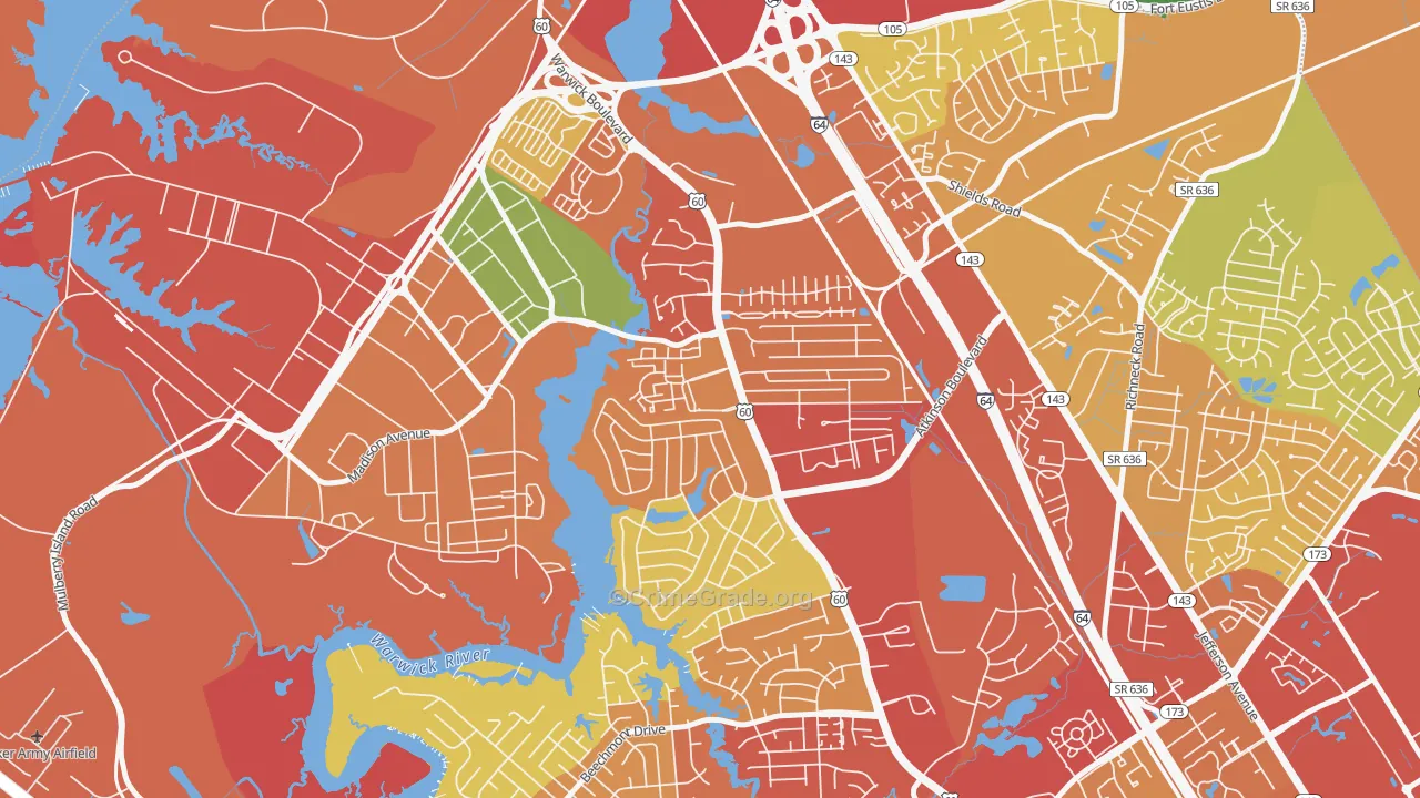 Reservoir, Newport News, VA Map of Assault Rates