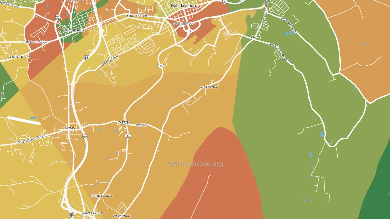 Reservoir, PA Map of Assault Rates