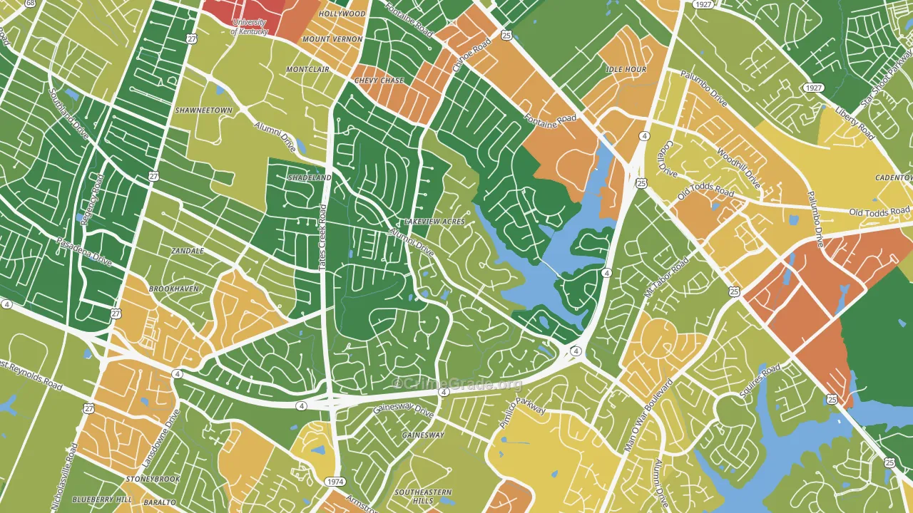 Reservorir, Lexington, KY Map of Assault Rates