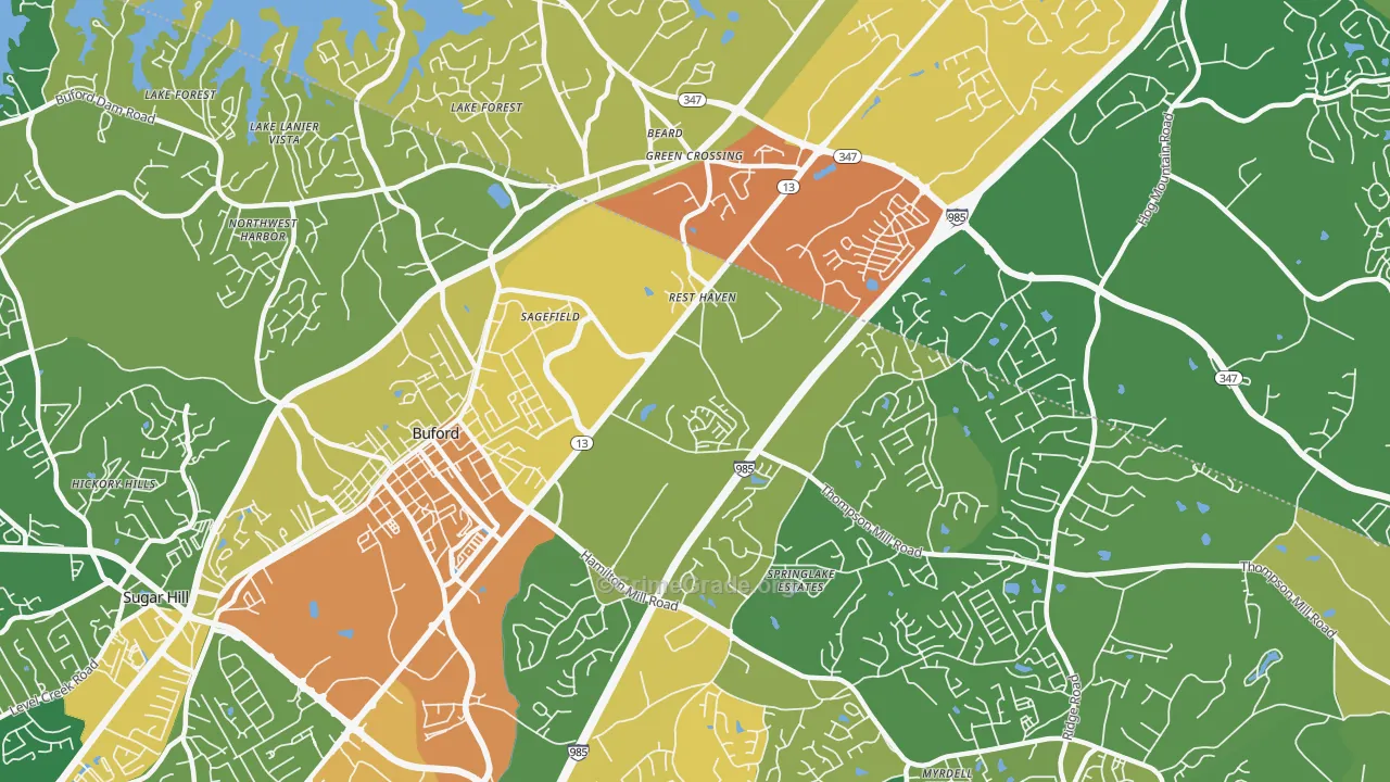Rest Haven, GA Map of Assault Rates