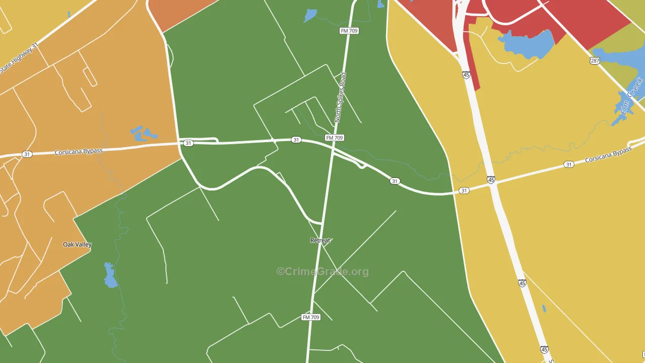 Retreat, TX Map of Assault Rates
