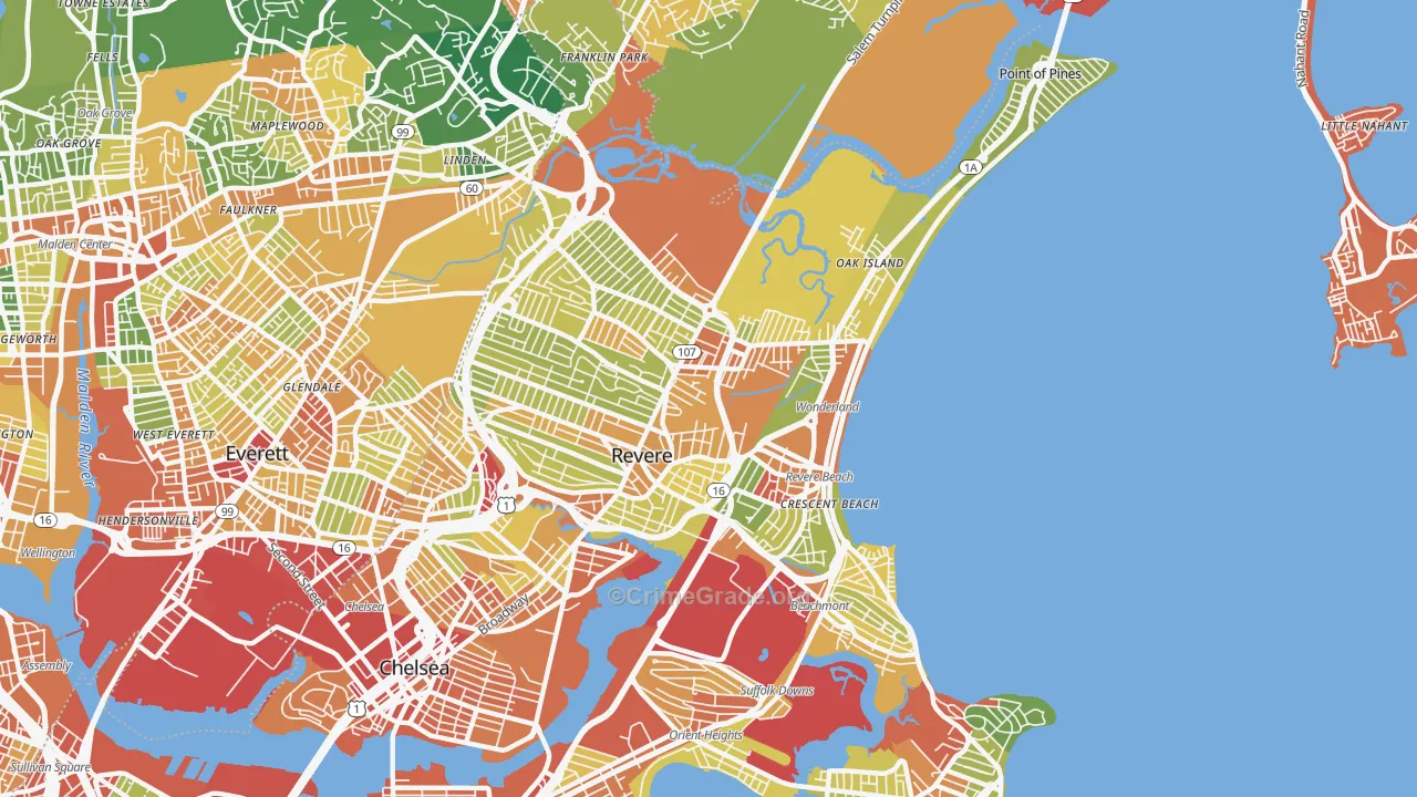 Revere, MA Map of Assault Rates