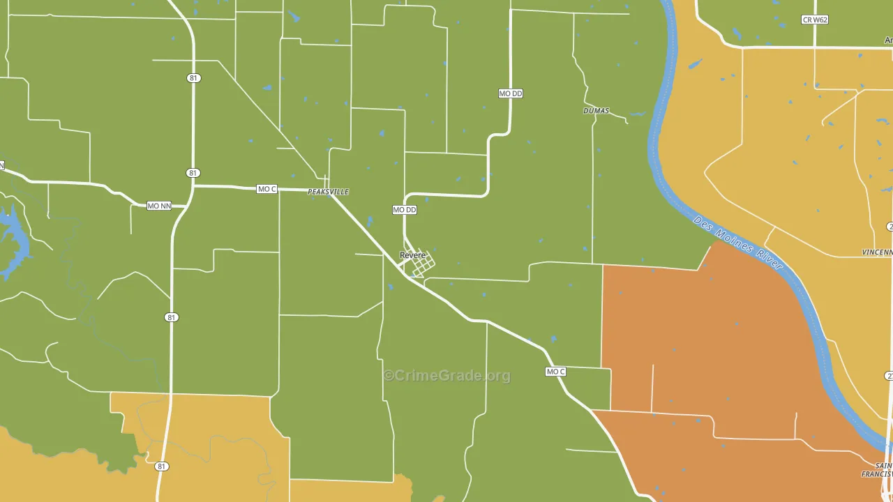 Revere, MO Map of Assault Rates