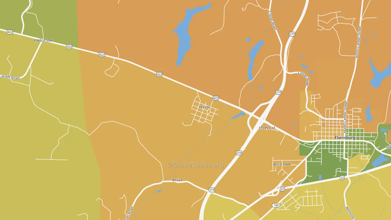 Revloc, PA Map of Assault Rates