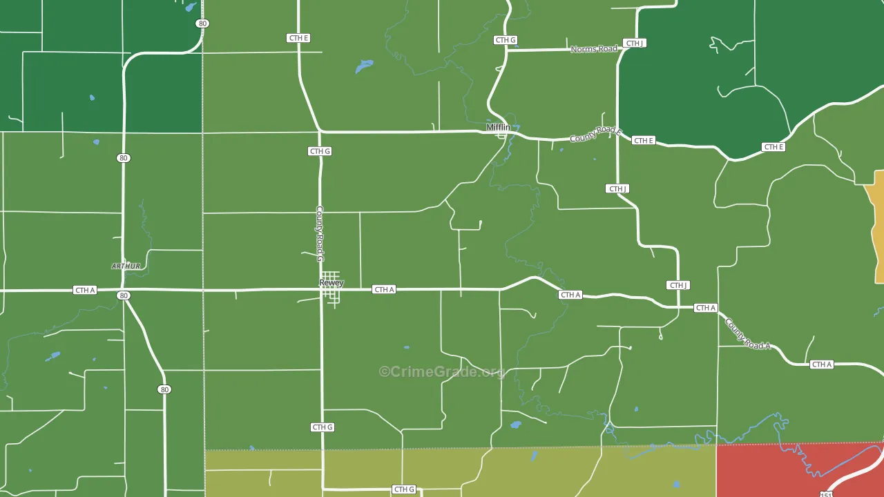 Rewey, WI Map of Assault Rates