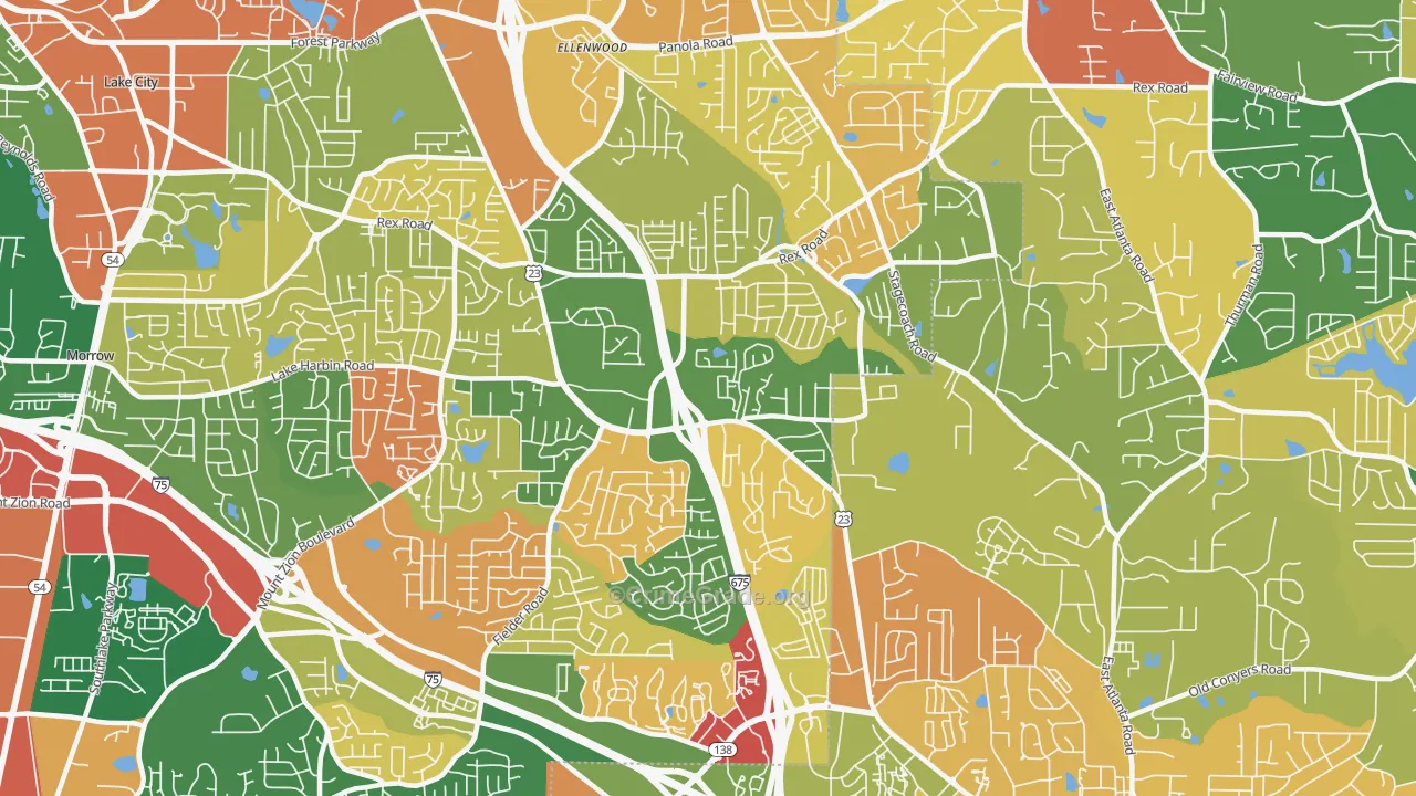 Rex, GA Map of Assault Rates