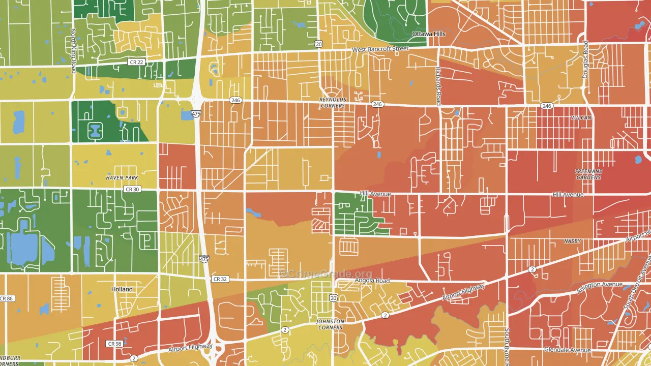 Reynolds Corners, Toledo, OH Map of Assault Rates