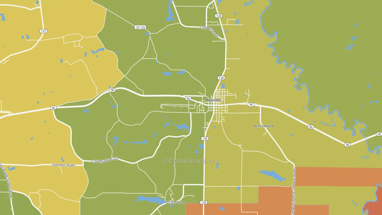 Reynolds, GA Map of Assault Rates