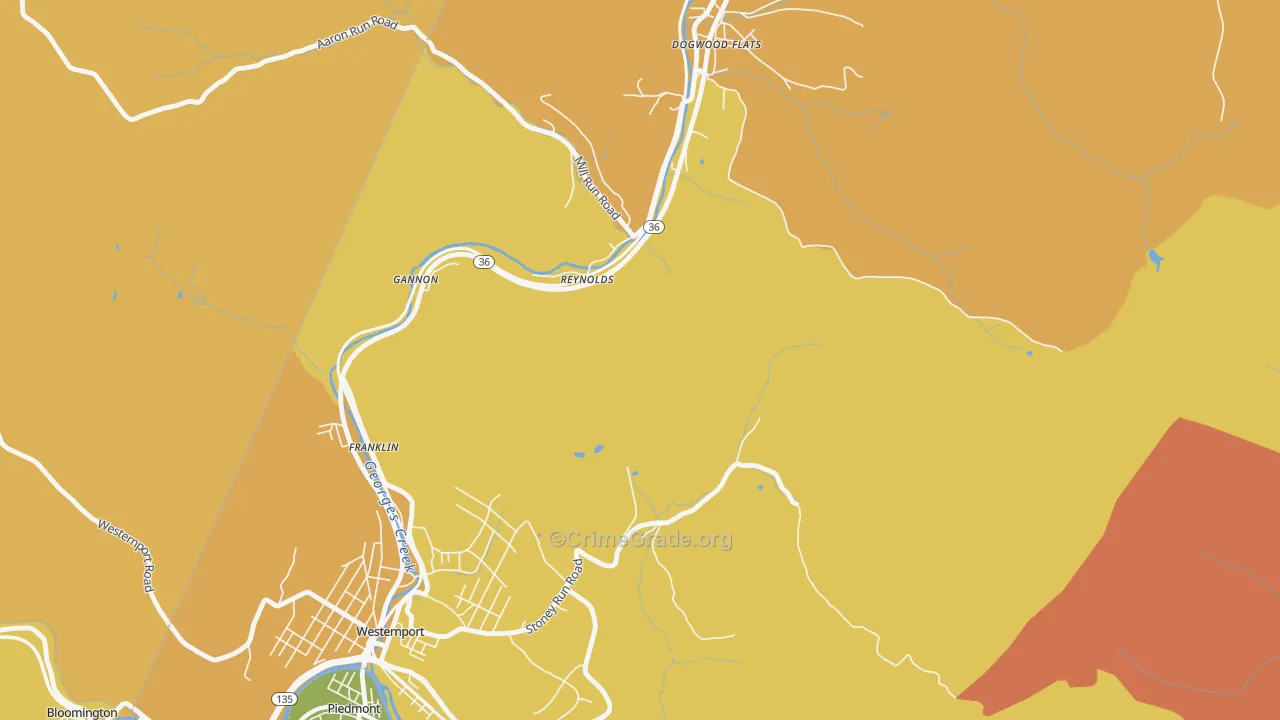 Reynolds, MD Map of Assault Rates