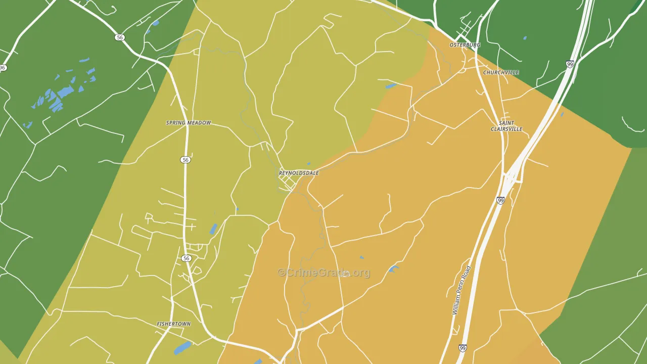 Reynoldsdale, PA Map of Assault Rates