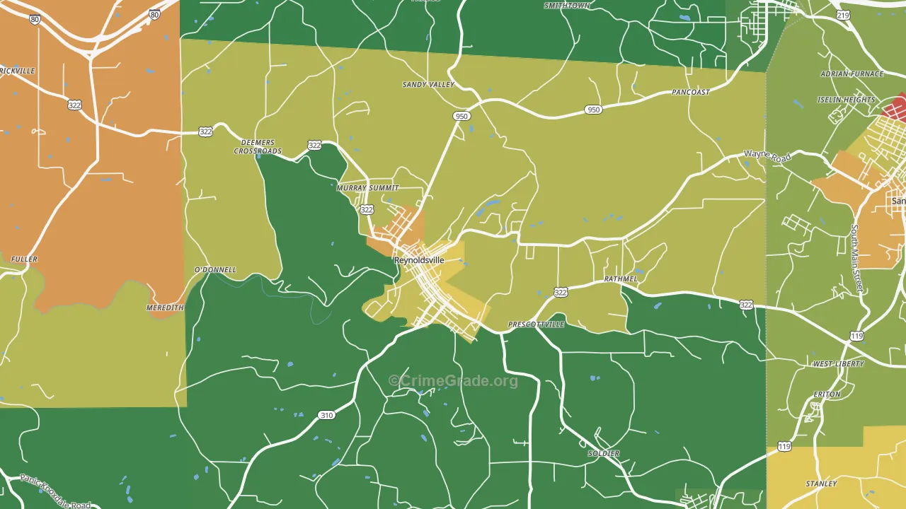 Reynoldsville, PA Map of Assault Rates