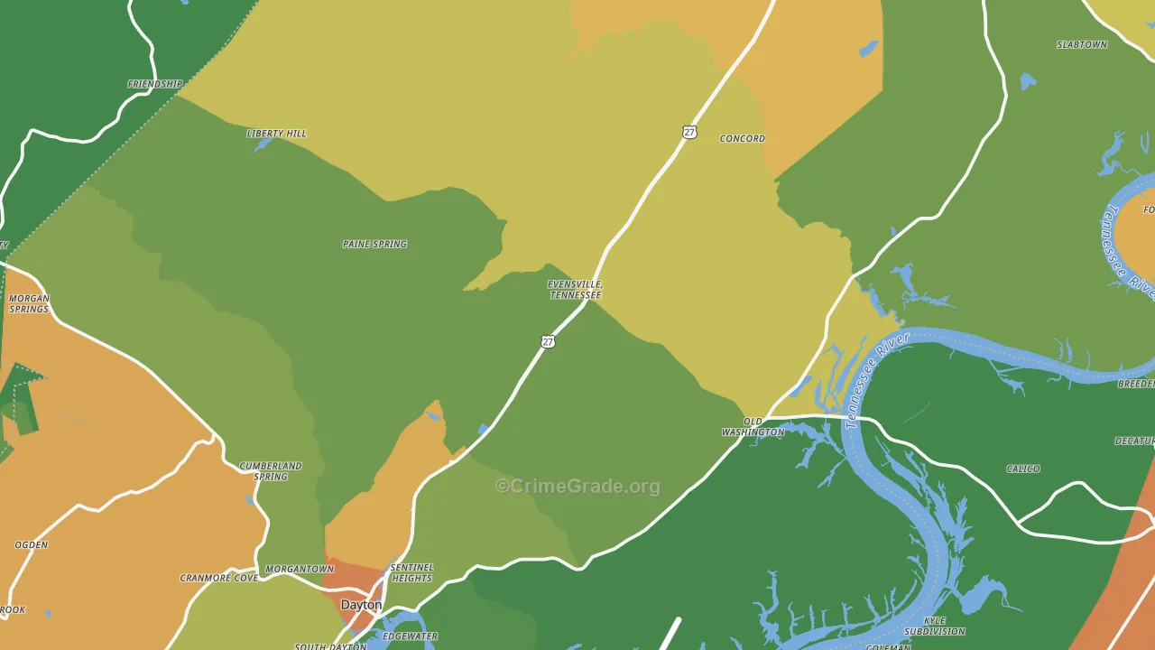 Rhea County, TN Map of Assault Rates