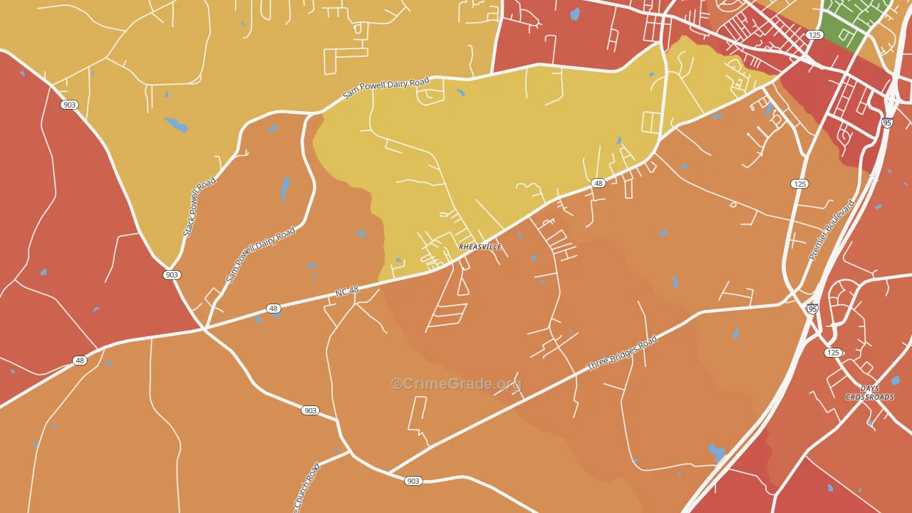 Rheasville, NC Map of Assault Rates
