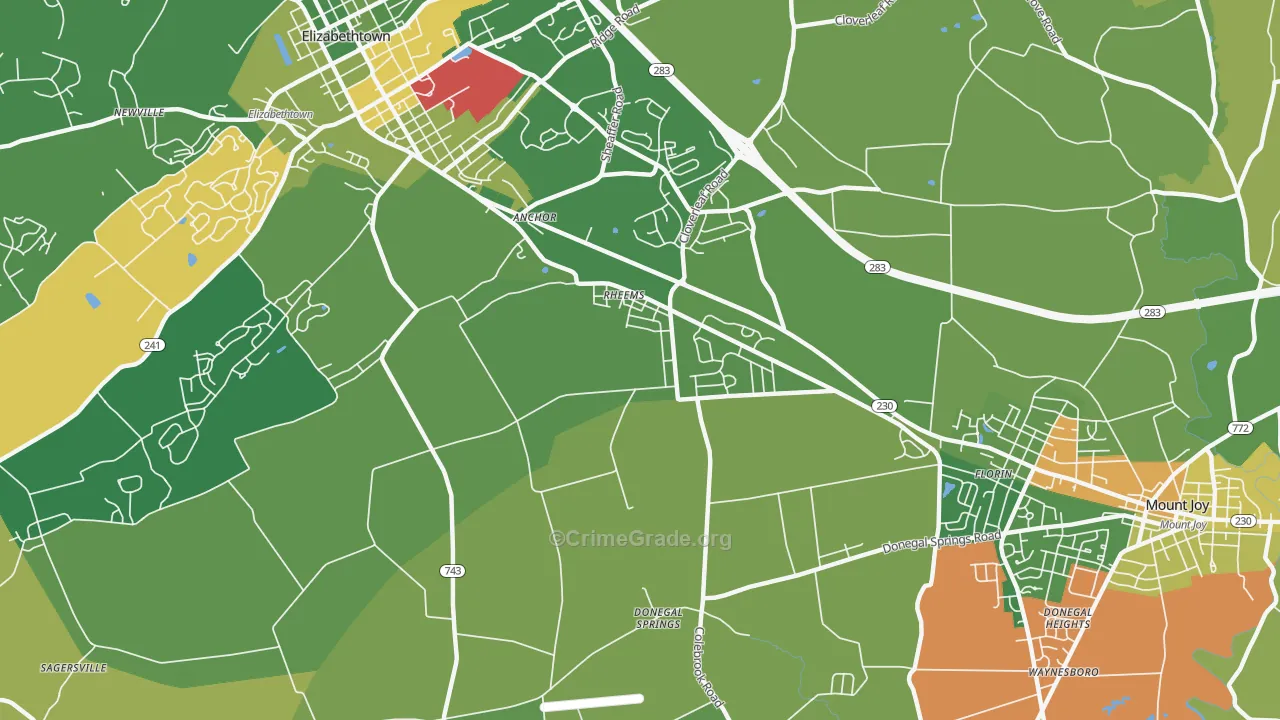 Rheems, PA Map of Assault Rates