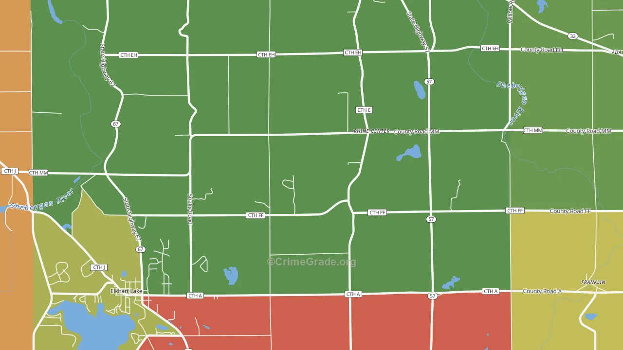 Rhine, WI Map of Assault Rates