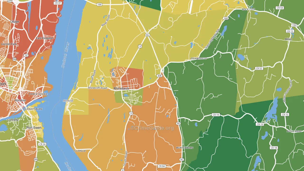 Rhinebeck, NY Map of Assault Rates