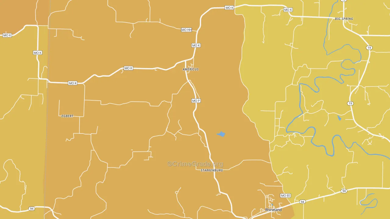 Rhineland, MO Map of Assault Rates