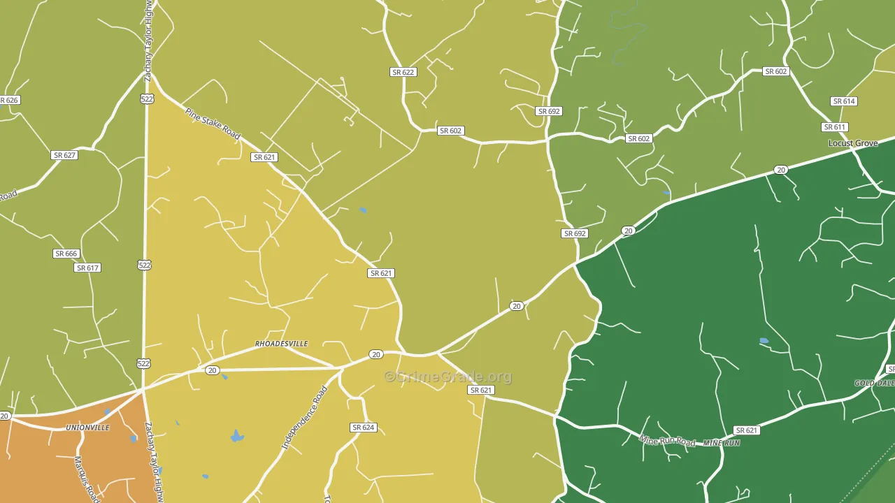 Rhoadesville, VA Map of Assault Rates