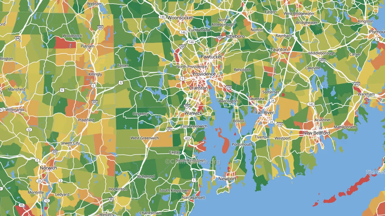 Rhode Island Map of Assault Rates