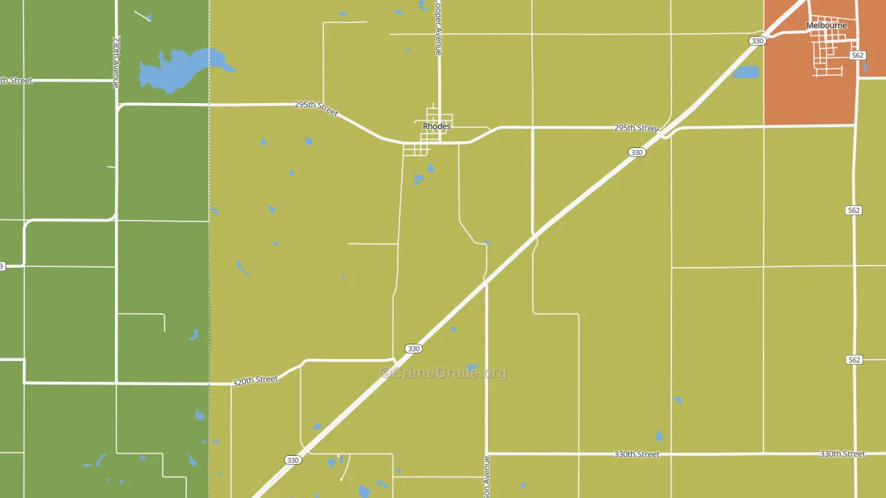 Rhodes, IA Map of Assault Rates