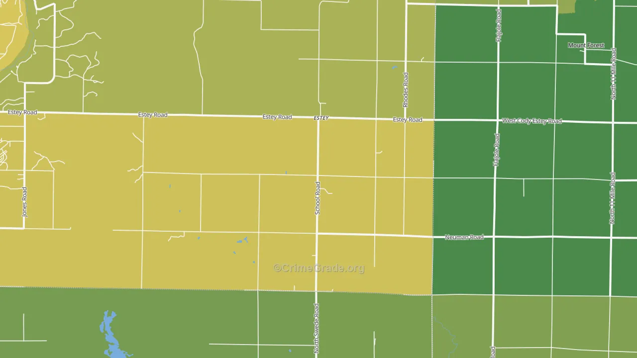 Rhodes, MI Map of Assault Rates