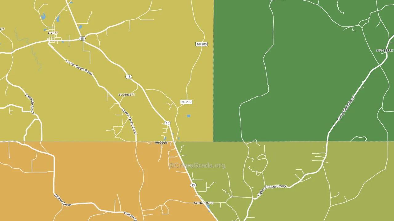 Rhodes, MS Map of Assault Rates