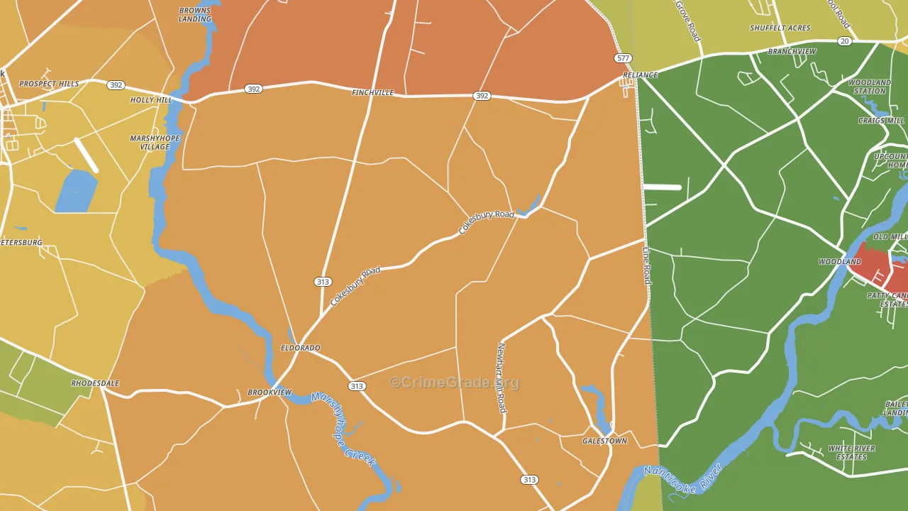 Rhodesdale, MD Map of Assault Rates