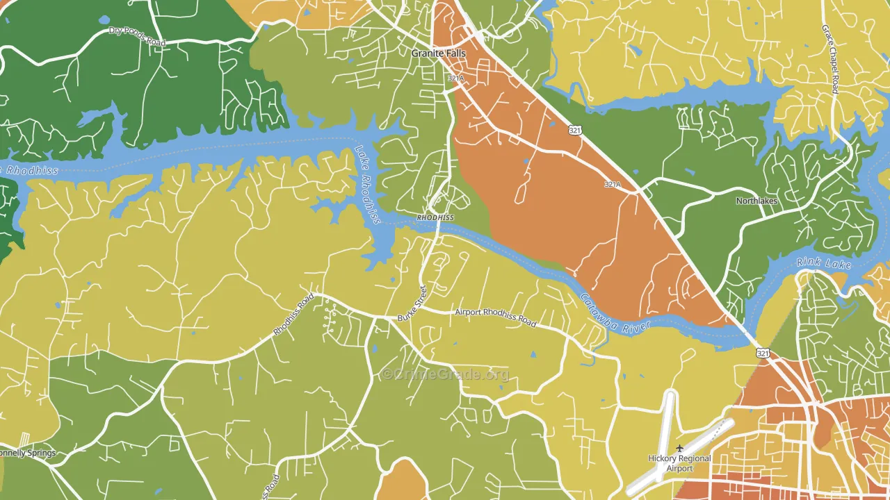 Rhodhiss, NC Map of Assault Rates