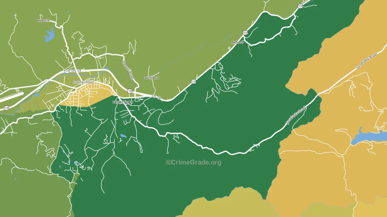 Rhodo, NC Map of Assault Rates