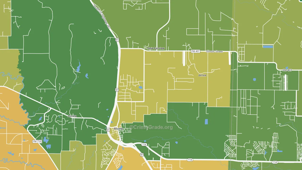 Rhome, TX Map of Assault Rates