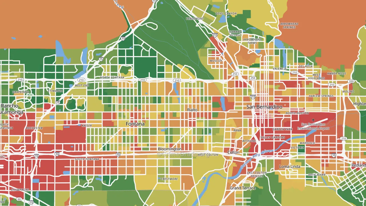 Rialto, CA Map of Assault Rates