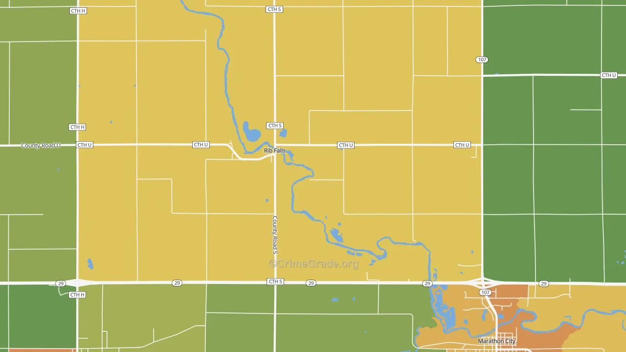 Rib Falls, WI Map of Assault Rates