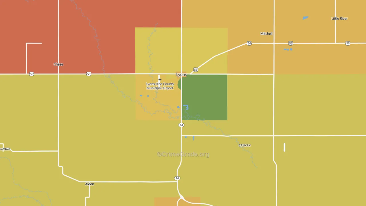 Rice County, KS Map of Assault Rates