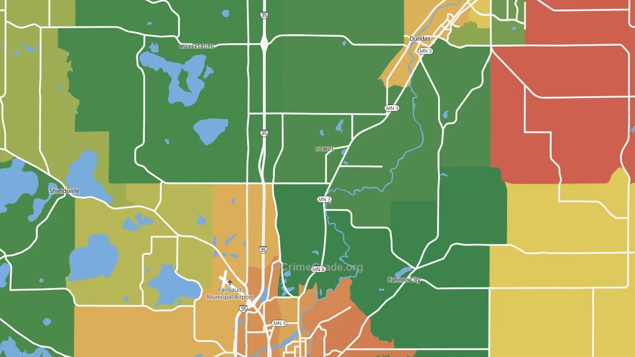 Rice County, MN Map of Assault Rates