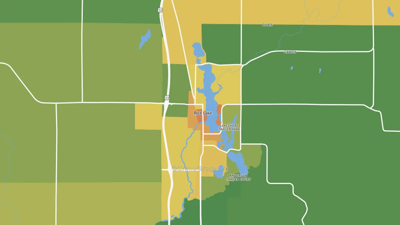 Rice Lake, WI Map of Assault Rates