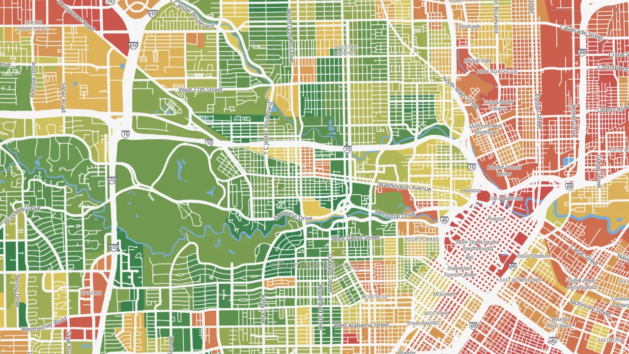 Rice Military, Houston, TX Map of Assault Rates