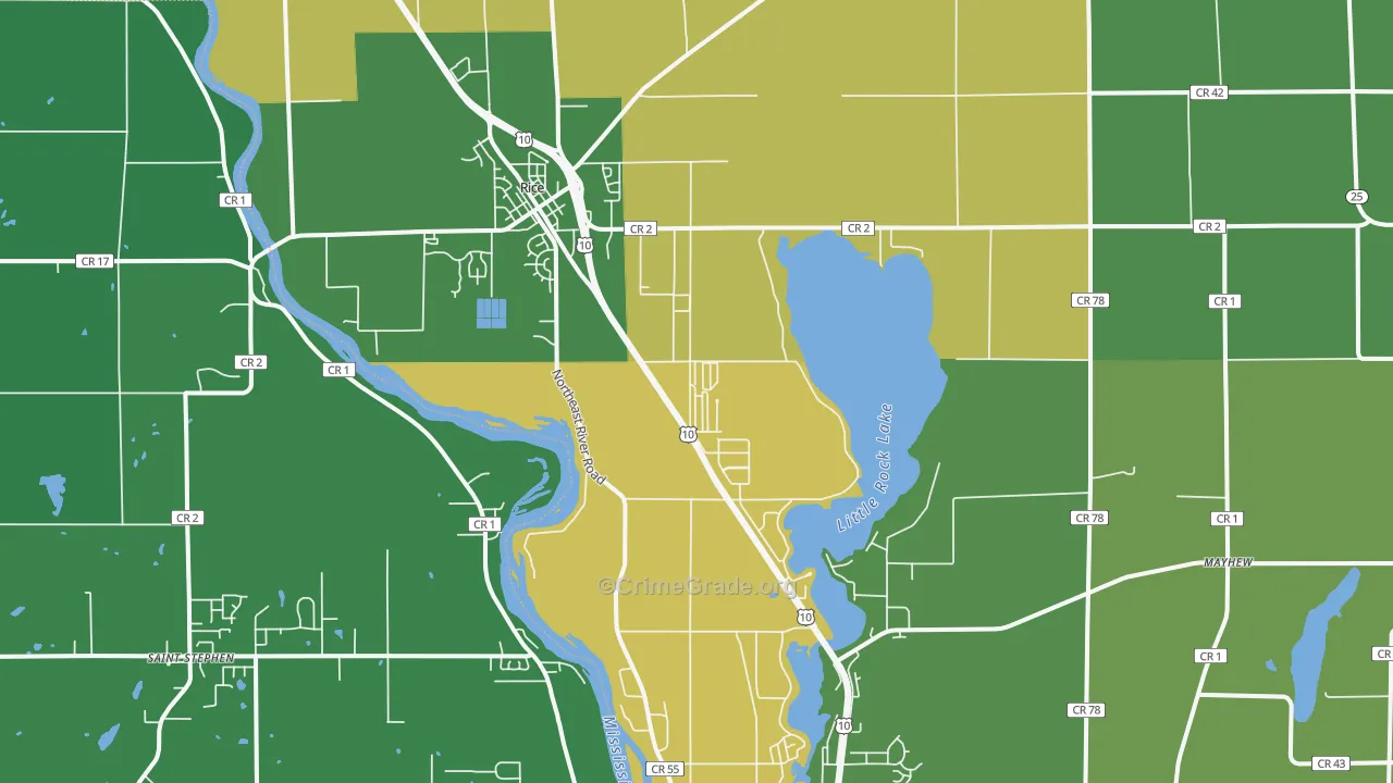 Rice, MN Map of Assault Rates