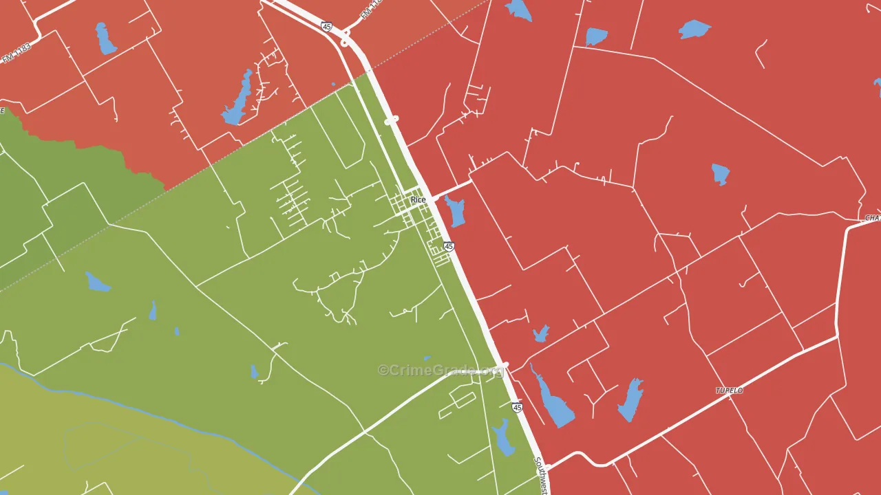 Rice, TX Map of Assault Rates