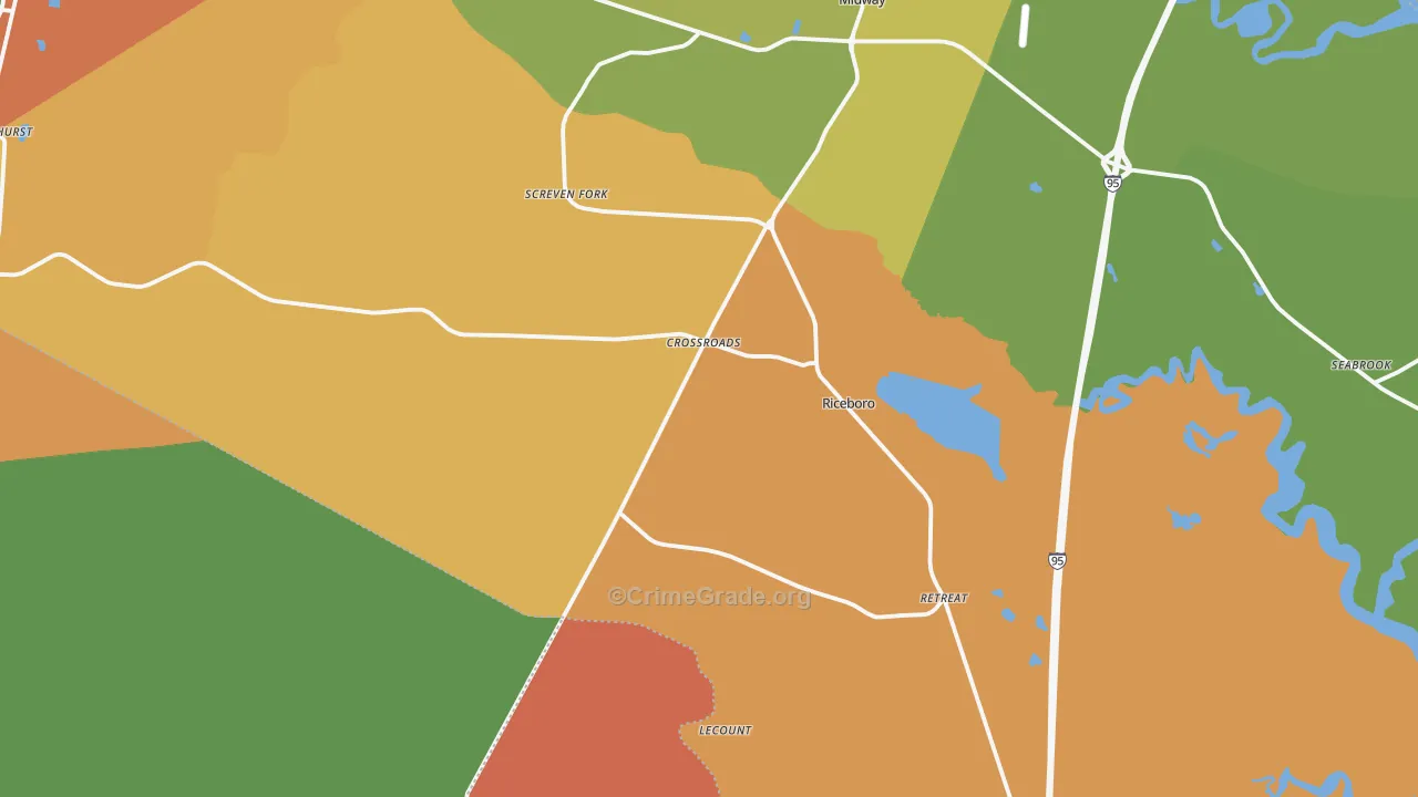 Riceboro, GA Map of Assault Rates