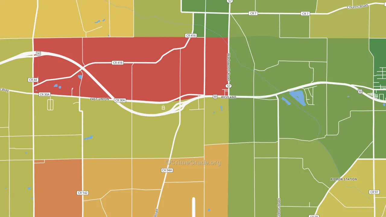 Riceland, OH Map of Assault Rates