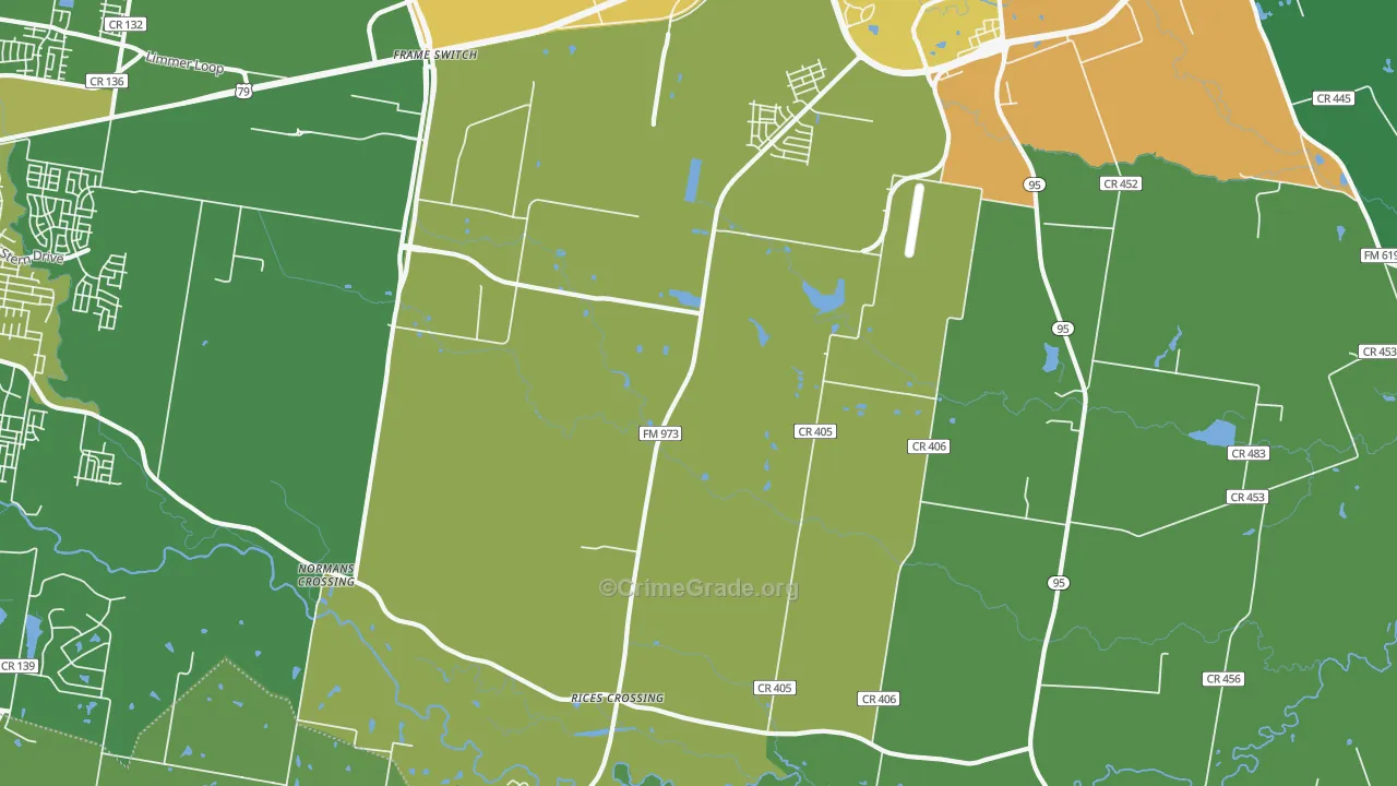 Rices Crossing, TX Map of Assault Rates