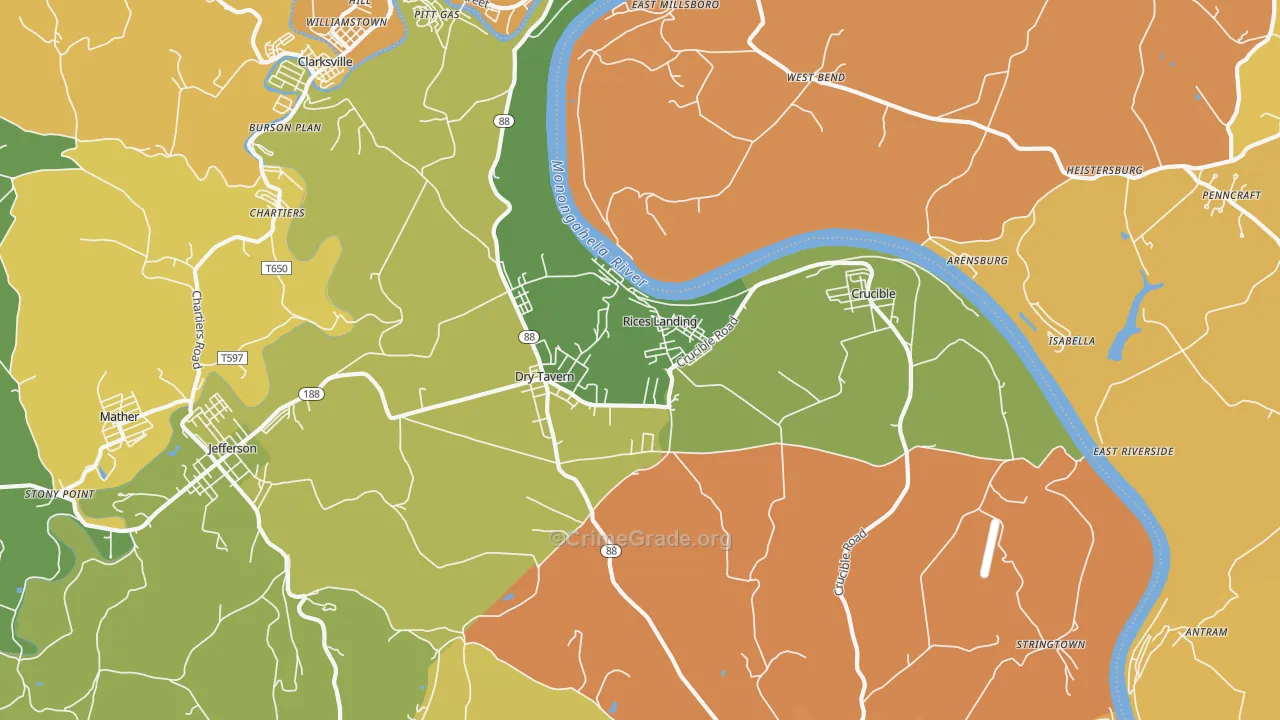 Rices Landing, PA Map of Assault Rates