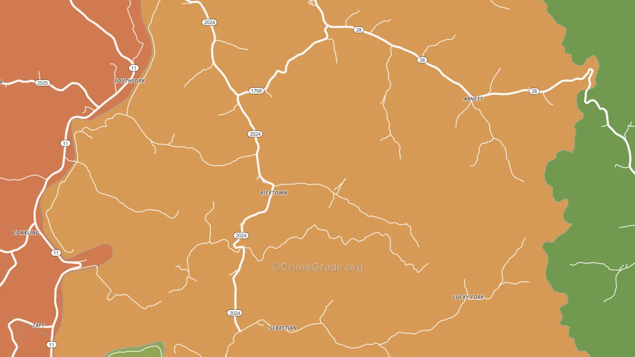Ricetown, KY Map of Assault Rates