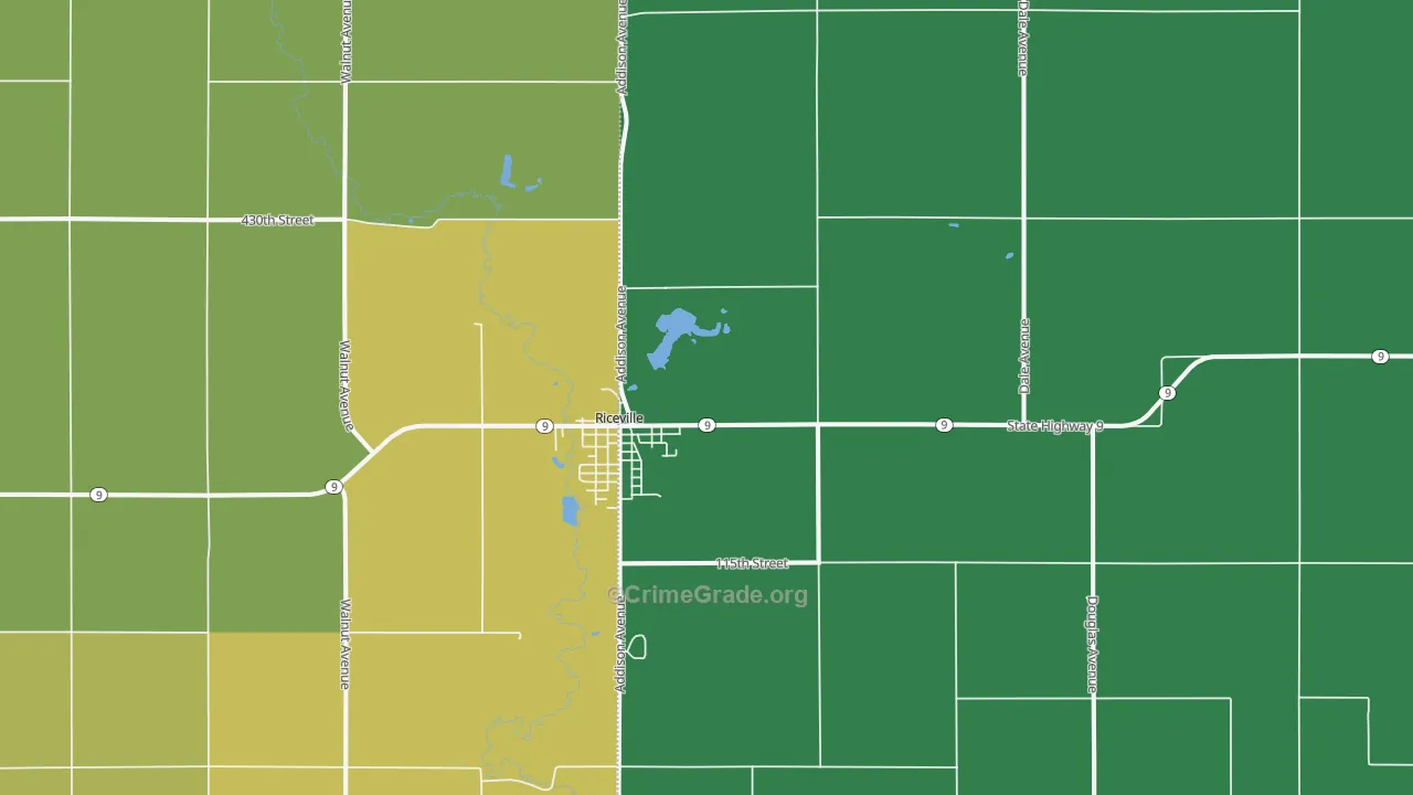 Riceville, IA Map of Assault Rates