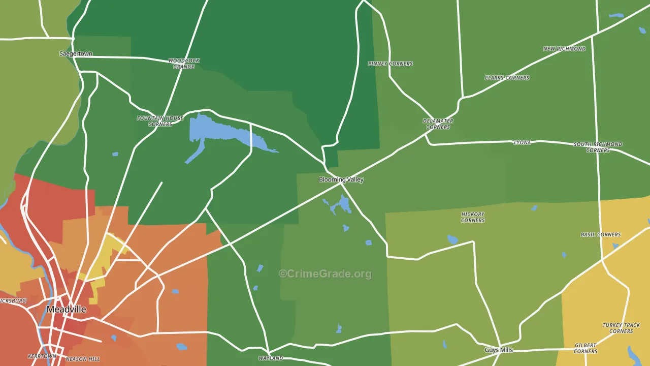 Riceville, PA Map of Assault Rates