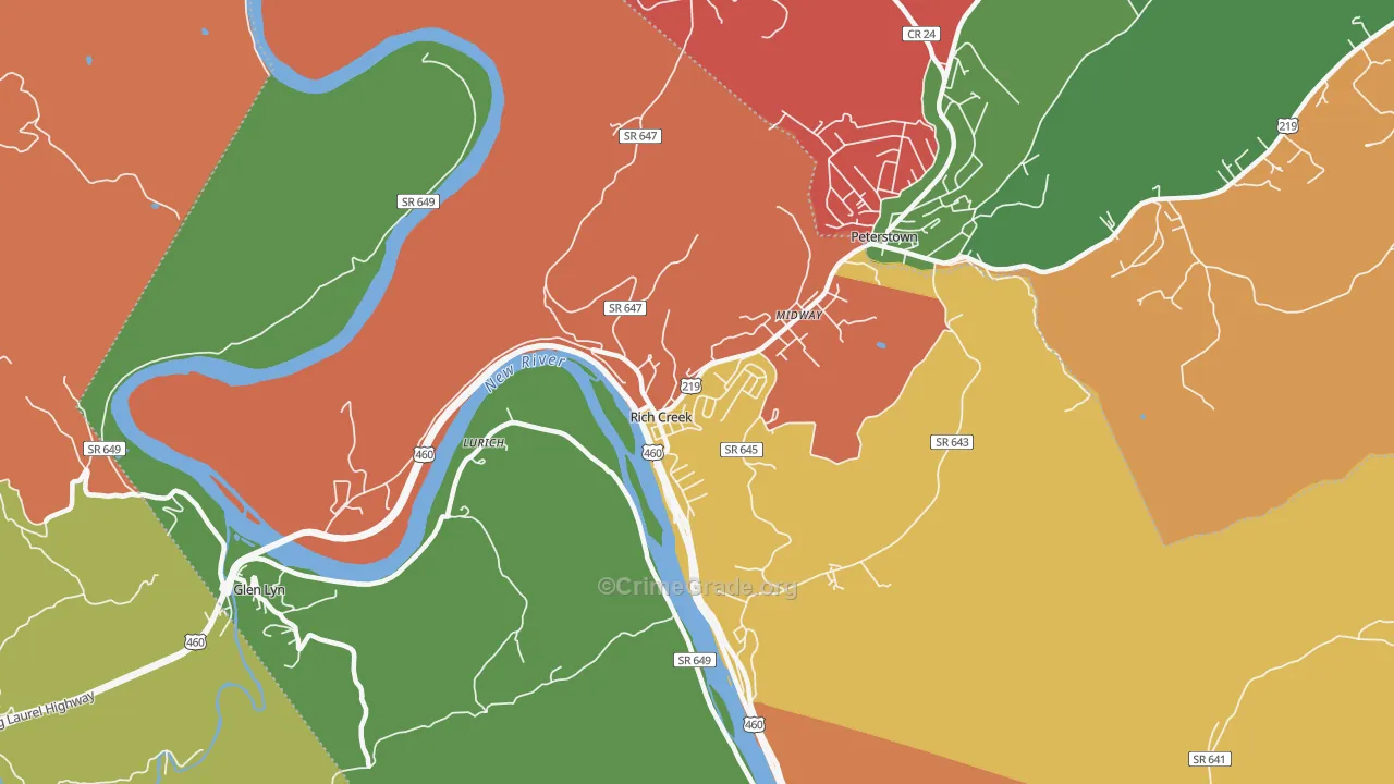 Rich Creek, VA Map of Assault Rates