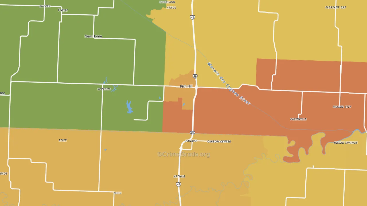 Rich Hill, MO Map of Assault Rates
