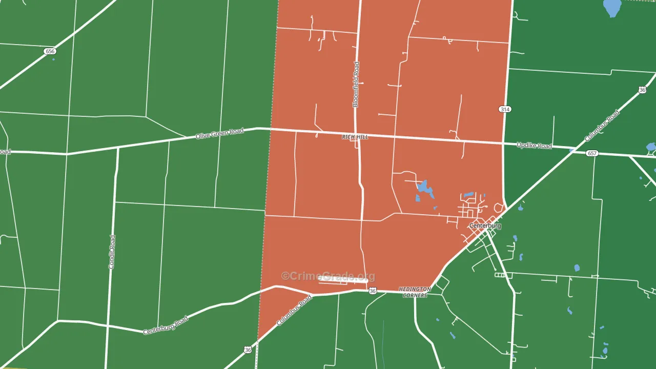 Rich Hill, OH Map of Assault Rates