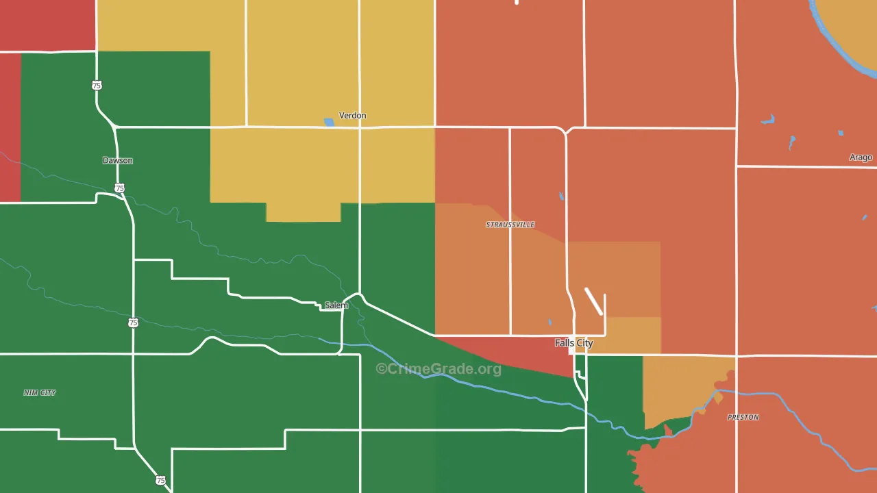 Richardson County, NE Map of Assault Rates